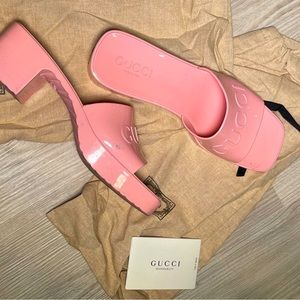 Authentic Gucci Pink rubber slide sandal